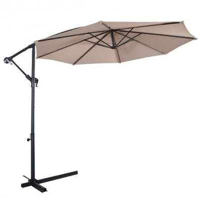 StarWood Rack Home & Garden 10' Hanging Umbrella Patio Sun Shade Offset Outdoor Market W-T Cross Base without Weight Base-beige
